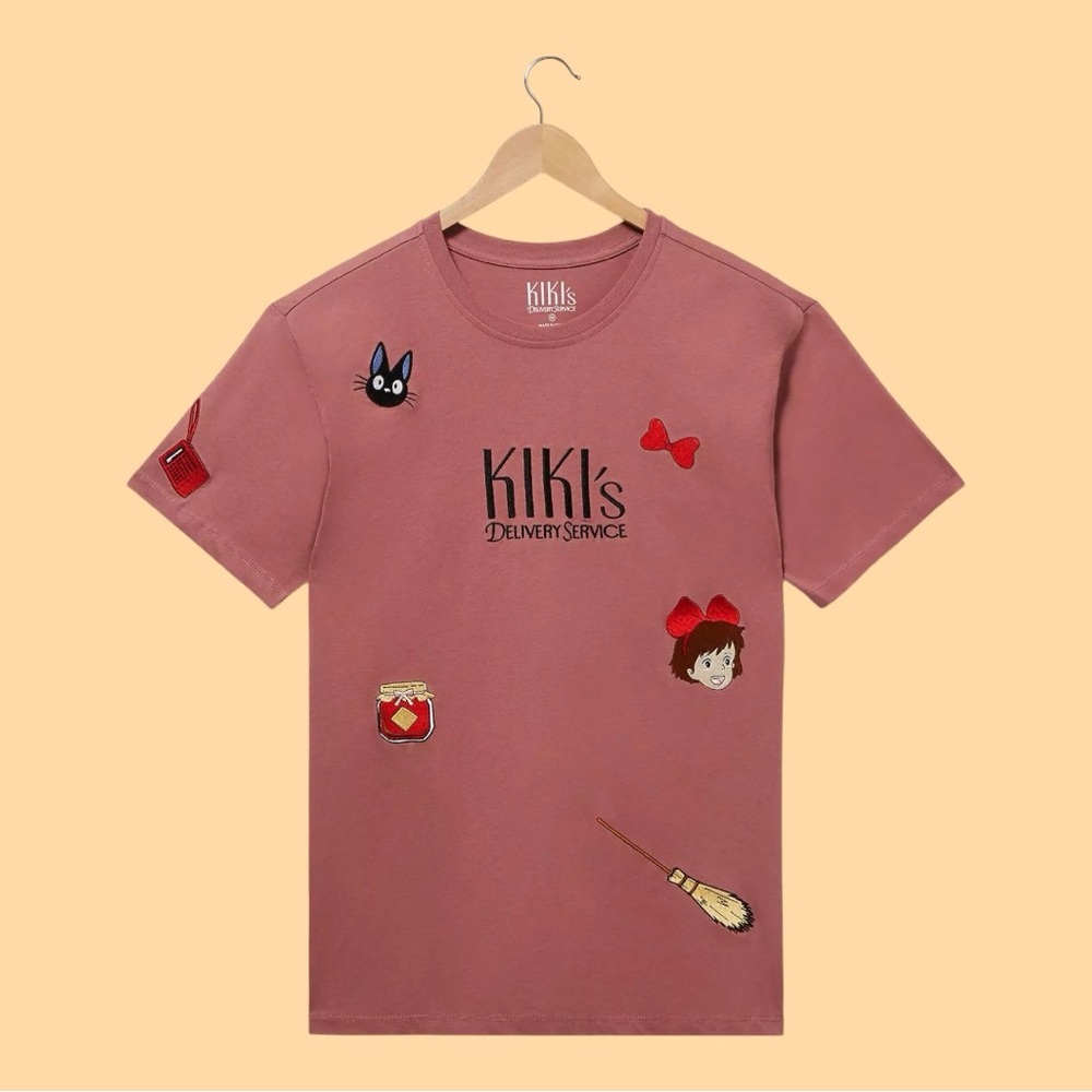 Kiki's Delivery Service Scattered Icons Embroidered T-Shirt *NWT*